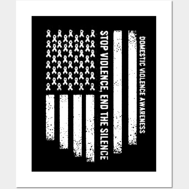 Domestic Violence Awareness USA American Flag Wall Art by eraillustrationart